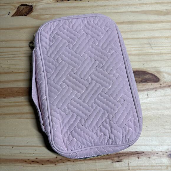 Bagsmart Womens Jewelry Case Organizer Travel Pink Blush Quilted Zip Around - Picture 5 of 10